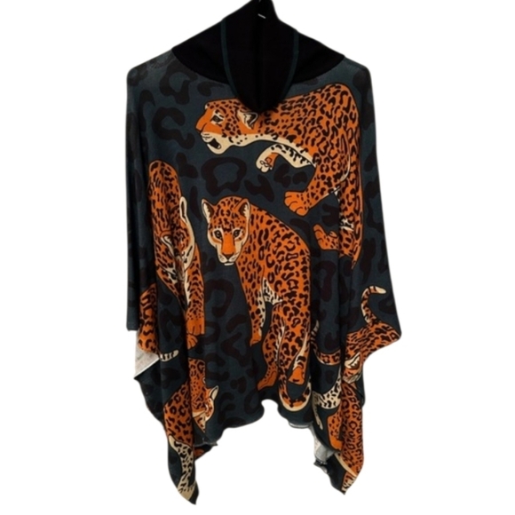 New Conditions Apply Anthropologie Leopard Sweater Poncho Pullover XS/S - Picture 4 of 7